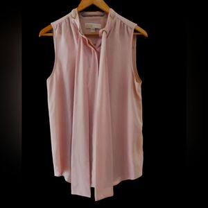 MICHAEL Michael Kors Blush Sleeveless High Neck W/ Tie Blouse Size Medium